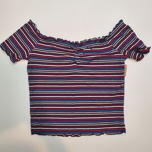 3/$18 Ambiance Striped Off-Shoulder Crop Top